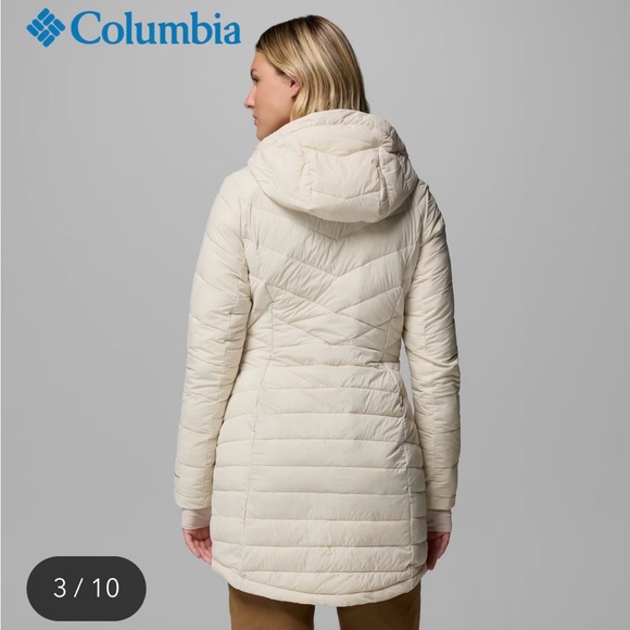 Columbia Women's Joy Peak ll Mid Cream Hooded Puffer Jacket in Medium NWT - Picture 3 of 16
